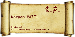 Korpos Pál névjegykártya